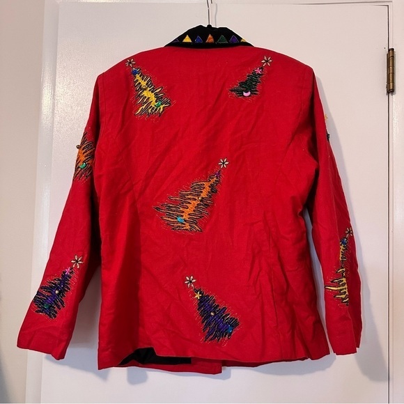 Vintage Christmas Tree Embellished Cotton Novelty Jacket - Picture 2 of 7